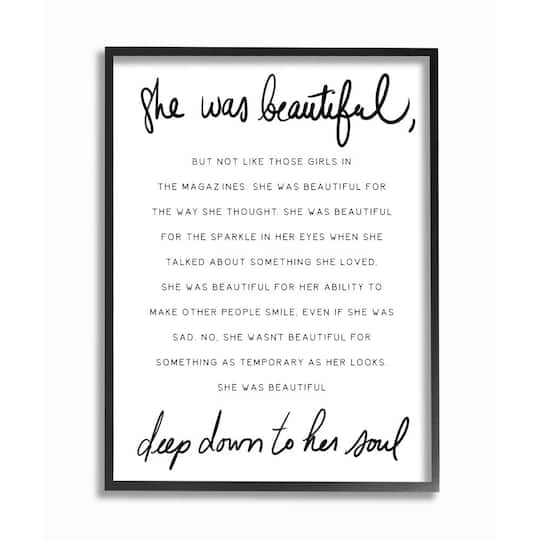 Stupell Industries She Was Beautiful Quote Inspirational Feminine Phrase Framed Wall Art